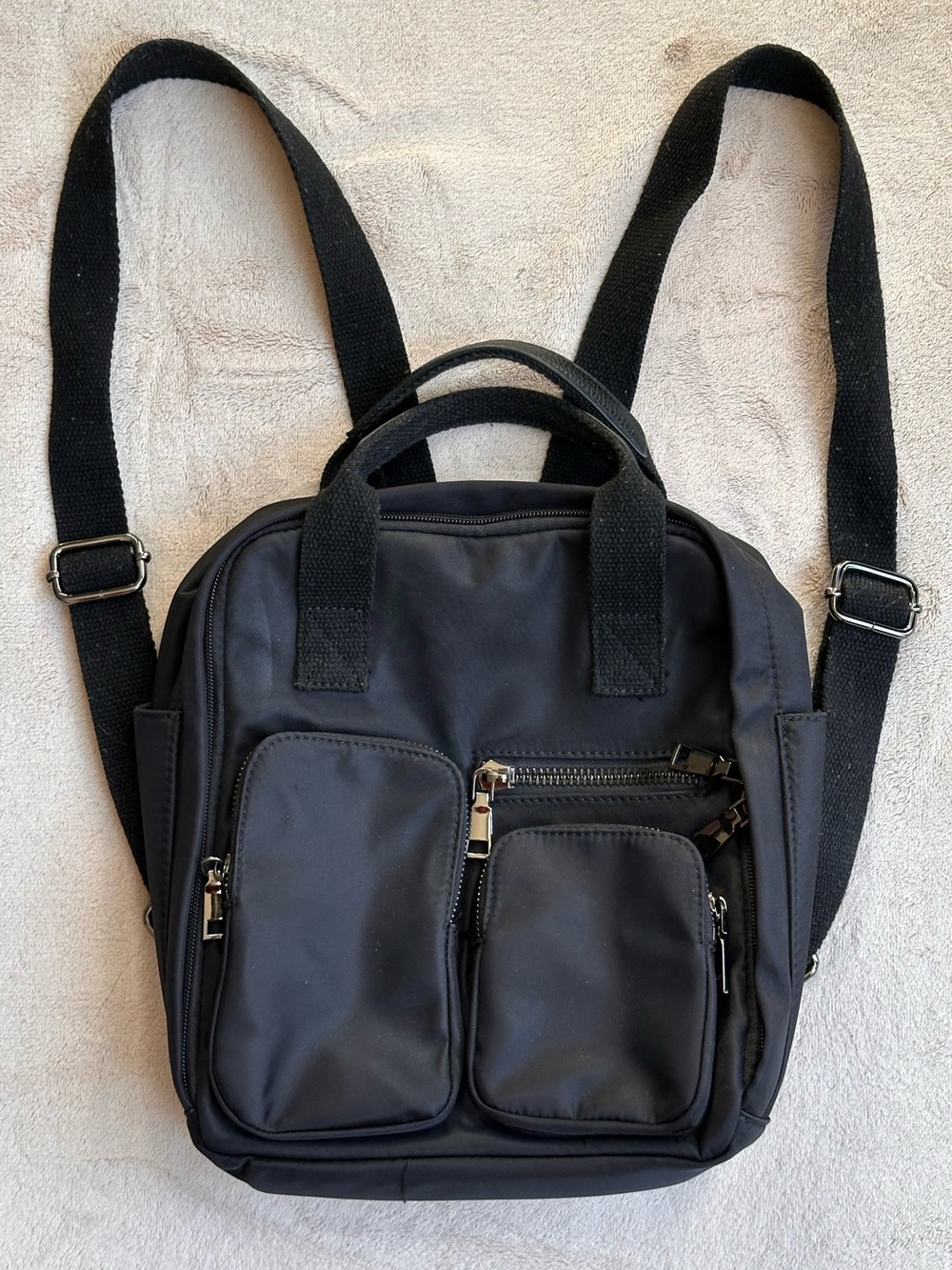Urban Expressions Women’s Black Multi-Pocket Backpack Certified Vegan